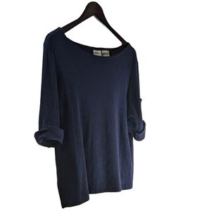 Women's Liz Baker Essentials Navy top with 3/4 sleeve detail